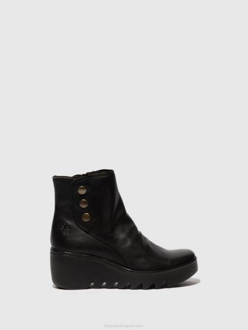 Жени Fly London черен ботуши с цип brom344 DNPB66