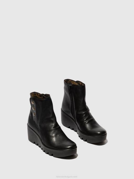 Жени Fly London черен ботуши с цип brom344 DNPB66