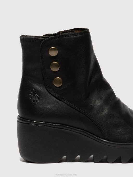 Жени Fly London черен ботуши с цип brom344 DNPB66
