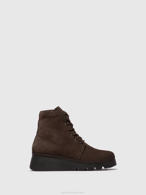 Жени Fly London dk. кафяво ботуши с връзки pall404 DNPB94