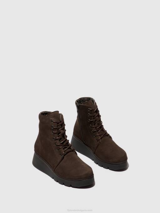Жени Fly London dk. кафяво ботуши с връзки pall404 DNPB94