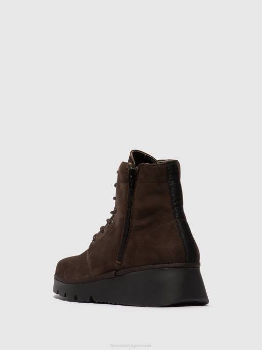 Жени Fly London dk. кафяво ботуши с връзки pall404 DNPB94