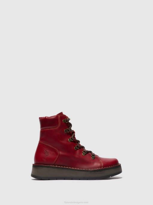 Жени Fly London червен ботуши с връзки roxy094 DNPB90