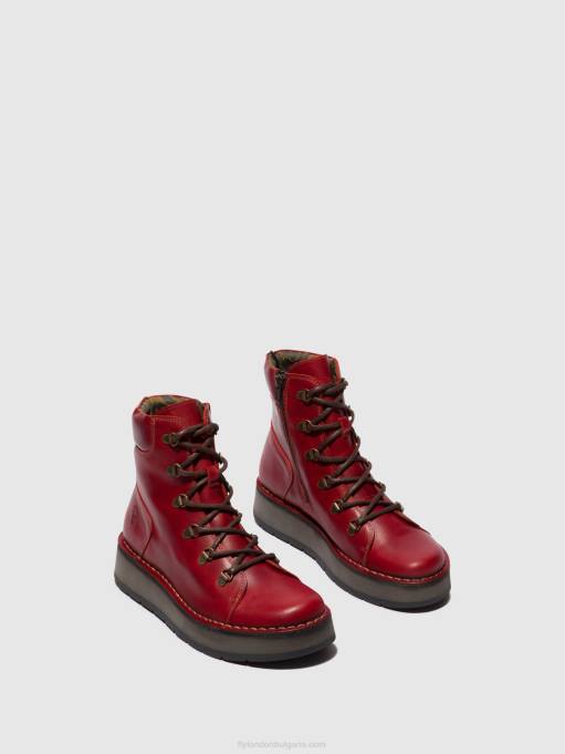 Жени Fly London червен ботуши с връзки roxy094 DNPB90