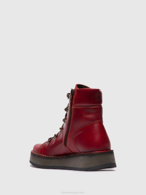 Жени Fly London червен ботуши с връзки roxy094 DNPB90