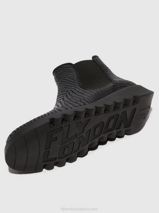 Жени Fly London salv croco black ботуши челси DNPB14