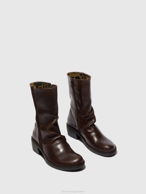 Жени Fly London dk.brown/expresso ботуши с цип mecy092 DNPB301