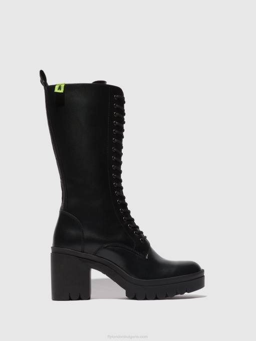 Жени Fly London tunder black (черна подметка) ботуши с връзки taly884 DNPB314