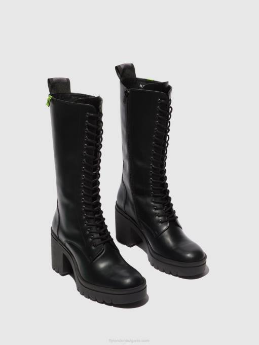 Жени Fly London tunder black (черна подметка) ботуши с връзки taly884 DNPB314