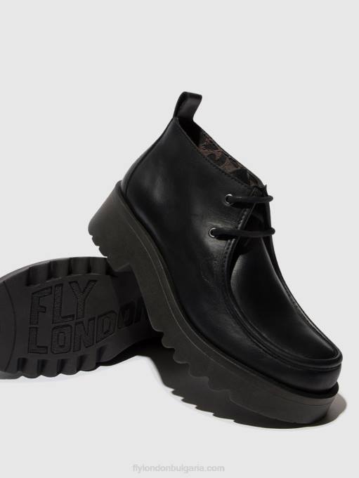 Жени Fly London черен обувки с връзки megg90 DNPB680