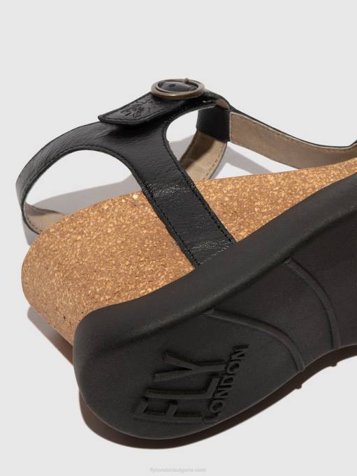 Жени Fly London черен сандали с t-каишка gait959 DNPB408