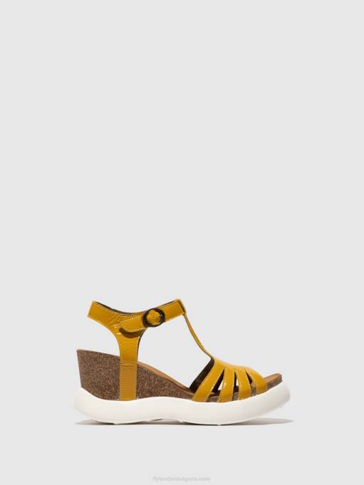 Жени Fly London жълто сандали с t-каишка gait959 DNPB410
