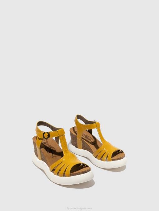 Жени Fly London жълто сандали с t-каишка gait959 DNPB410